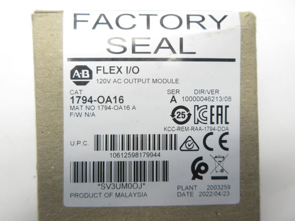 ALLEN BRADLEY 1794-OA16 SER. A 120VAC DATE: 2022 NSFS
