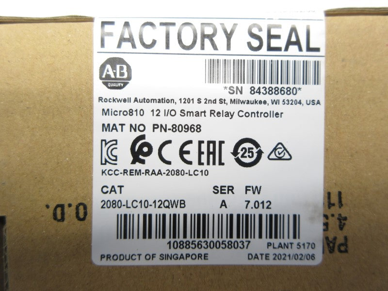 ALLEN BRADLEY 2080-LC10-12QWB SER. A F.W 7.012 NSFS