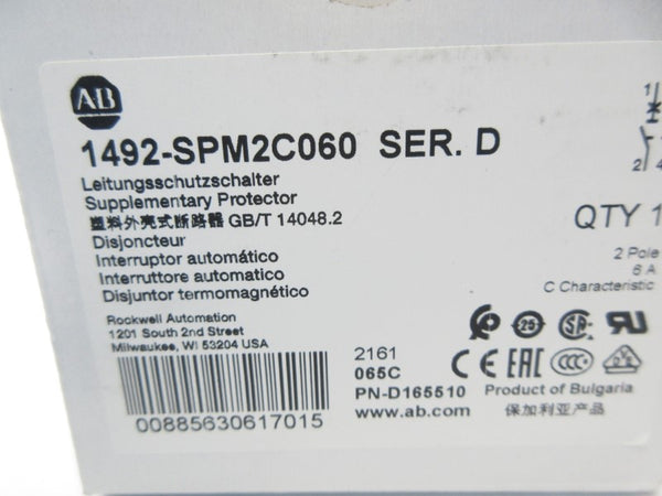 ALLEN BRADLEY 1492-SPM2C060 SER. D 440VAC 6A NSMP