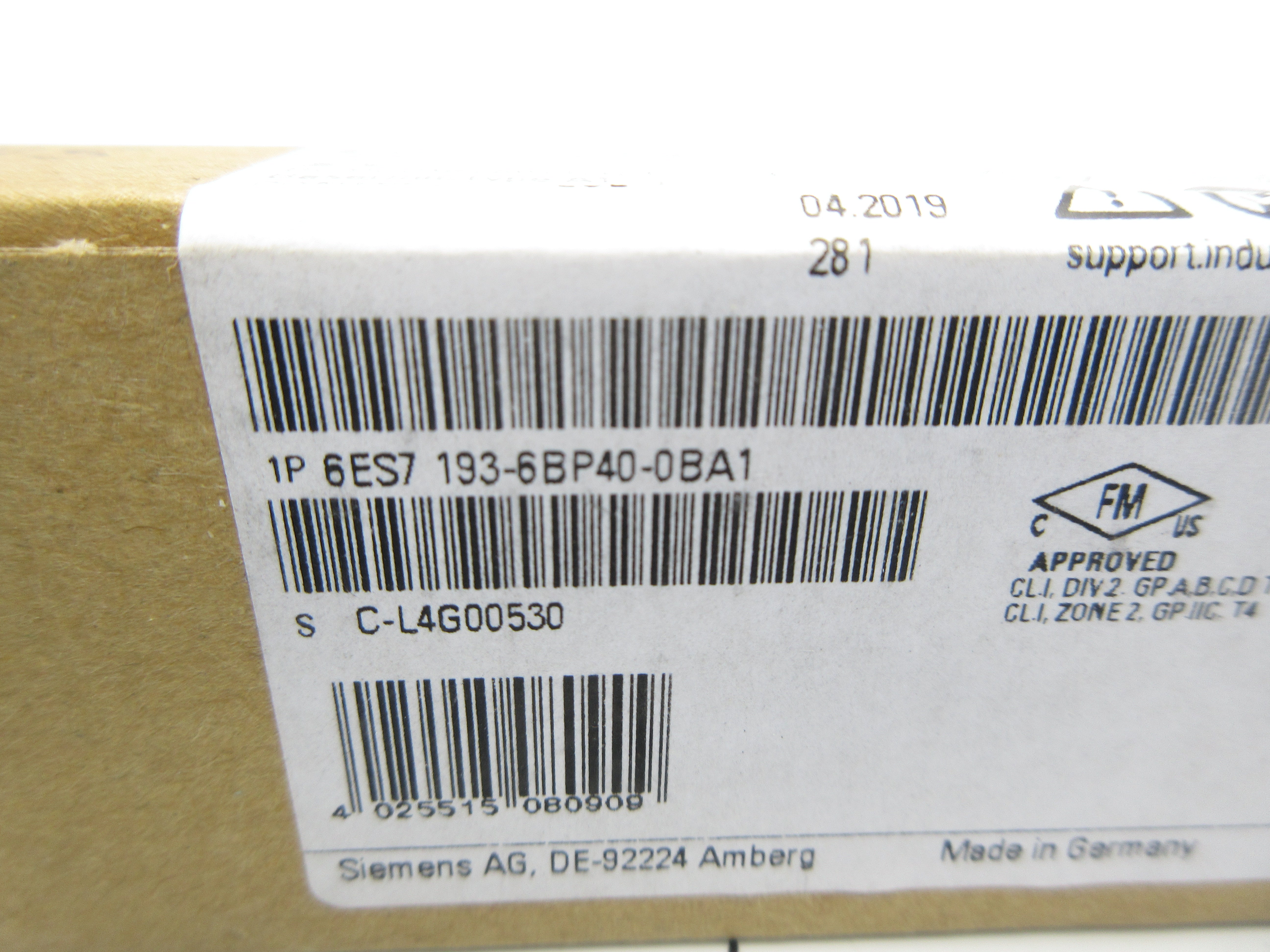 SIEMENS 6ES7193-6BP40-0BA1 NSFS