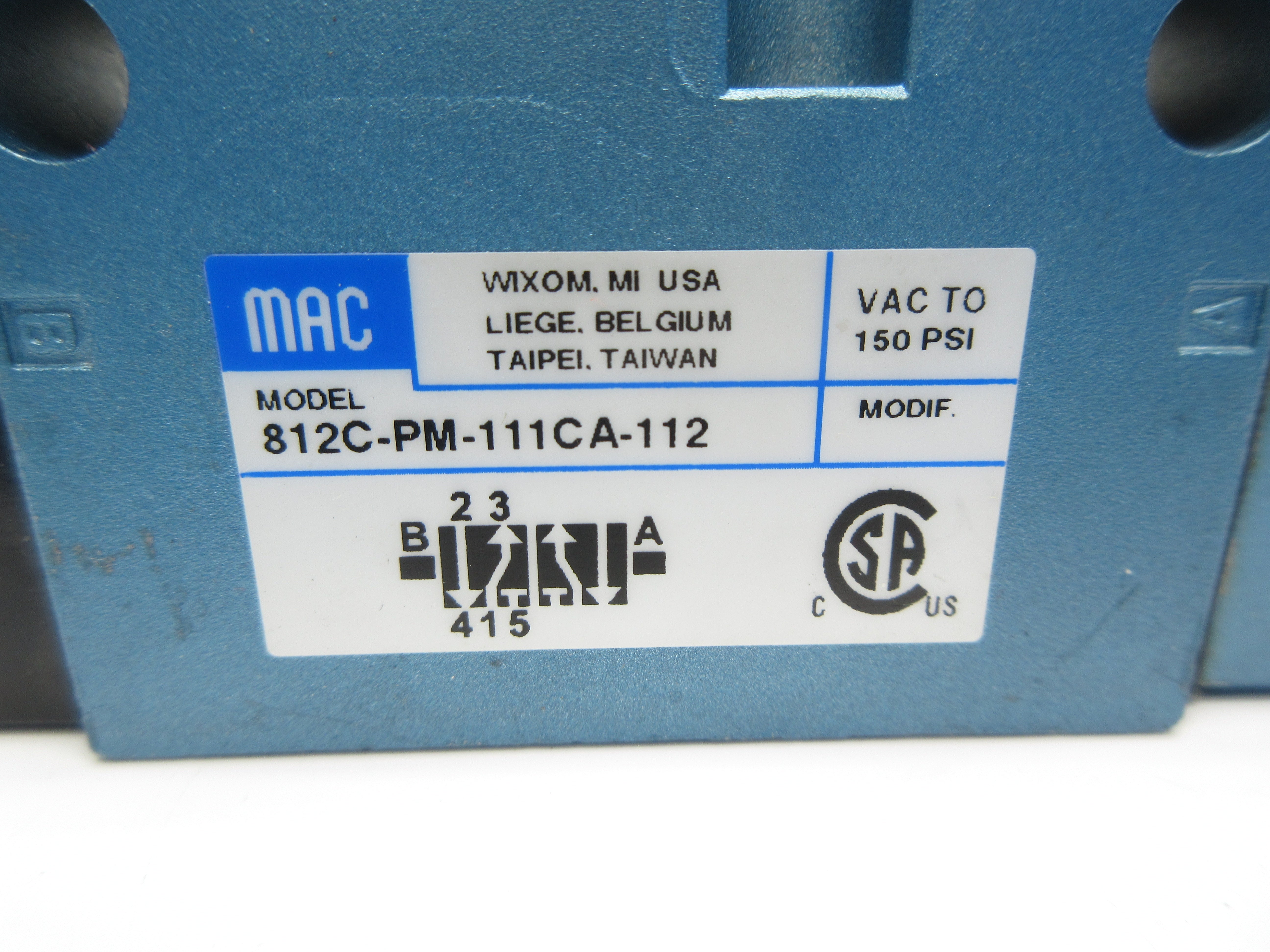 MAC 812C-PM-111CA-112 110/120V 25-150PSI NSNP