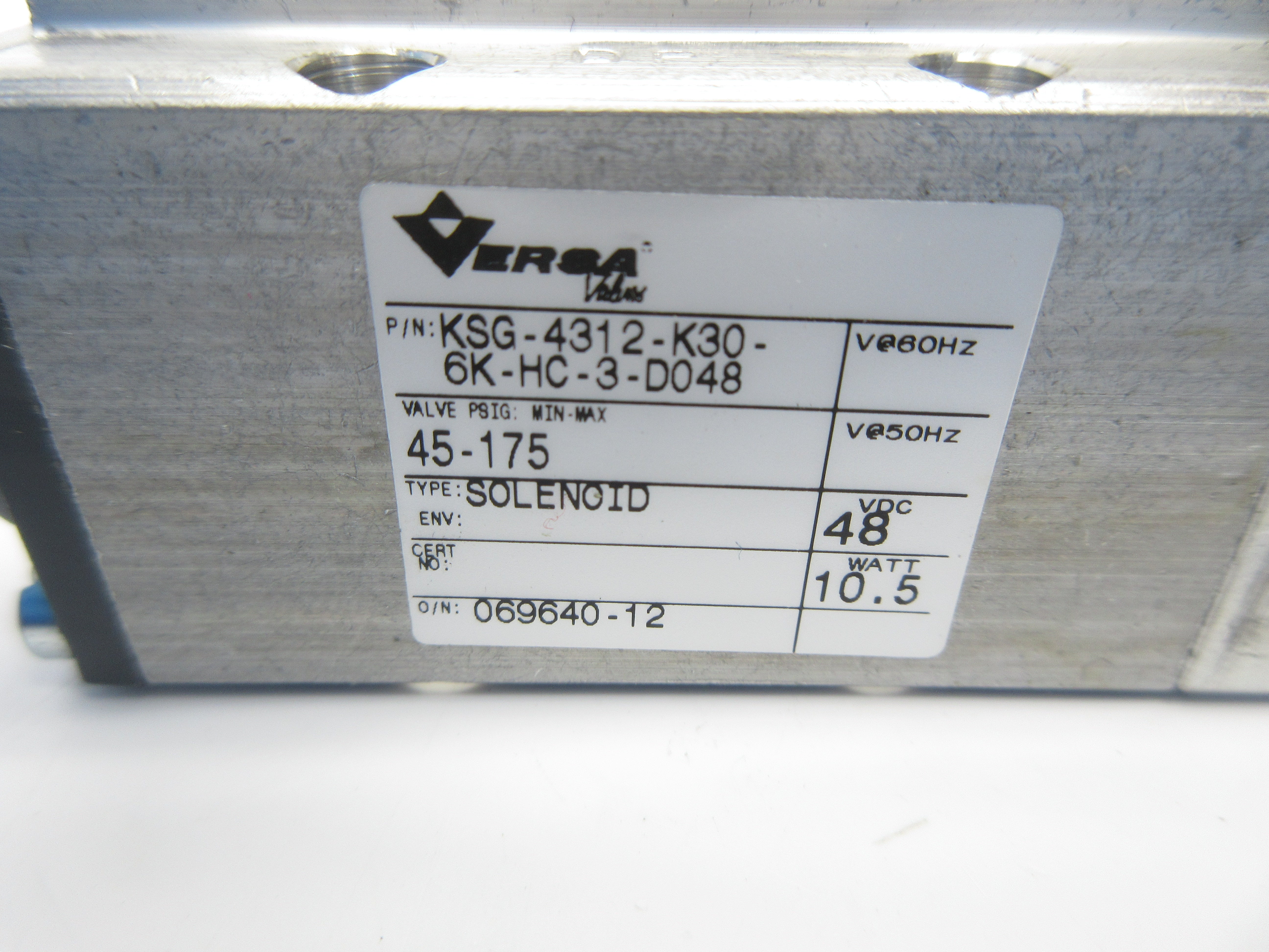 VERSA KSG-4312-K30-6K-HC-3-D048 48VDC 45-175PSI NSNP