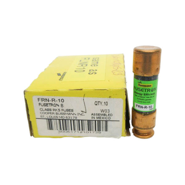 BUSSMANN FRN-R-10 250VAC 10A (PKG OF 10) (YL/GR) NSMP