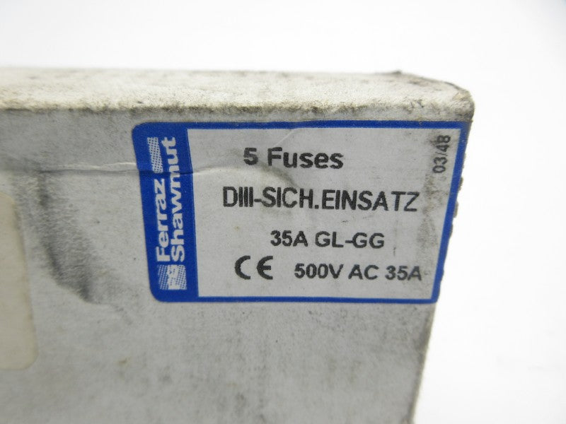 FERRAZ SHAWMUT C214063 GL-GG 500VAC 35A (PKG OF 5) (BLUE) NSMP