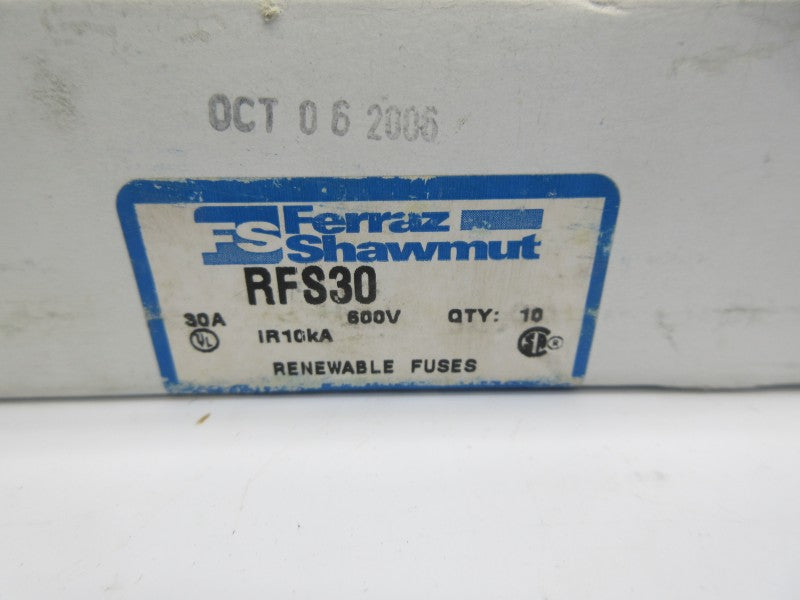 FERRAZ SHAWMUT RFS30 600VAC 30A (PKG OF 10) (BLUE) NSMP