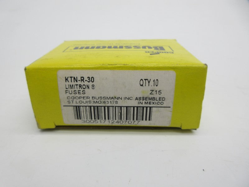 BUSSMANN KTN-R-30 250VAC 30A (PKG OF 10) (YL/BK) NSMP