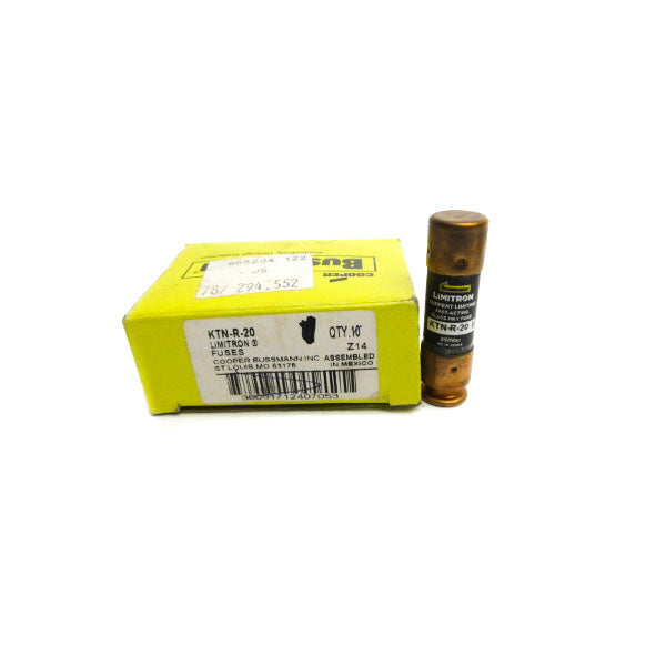 BUSSMANN KTN-R-20 250VAC 20A (PKG OF 10) (YL/BK) NSMP