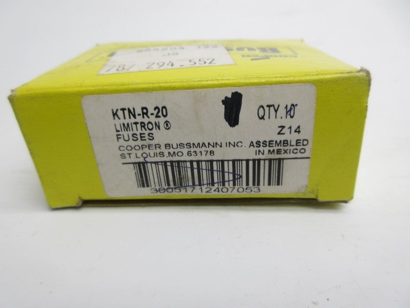 BUSSMANN KTN-R-20 250VAC 20A (PKG OF 10) (YL/BK) NSMP