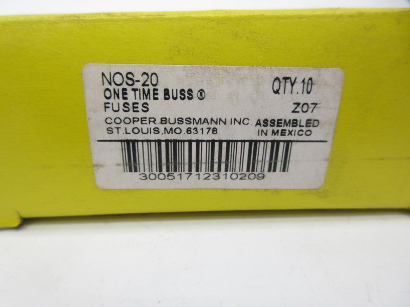 BUSSMANN NOS-20 600VAC 20A (PKG OF 10) (YL/GY) NSMP