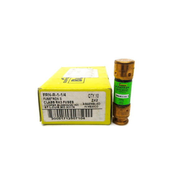 BUSSMANN FRN-R-1-1/4 250VAC 1-1/4A (PKG OF 10) (YL/GR) NSMP