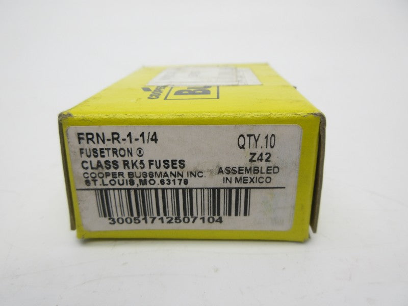 BUSSMANN FRN-R-1-1/4 250VAC 1-1/4A (PKG OF 10) (YL/GR) NSMP