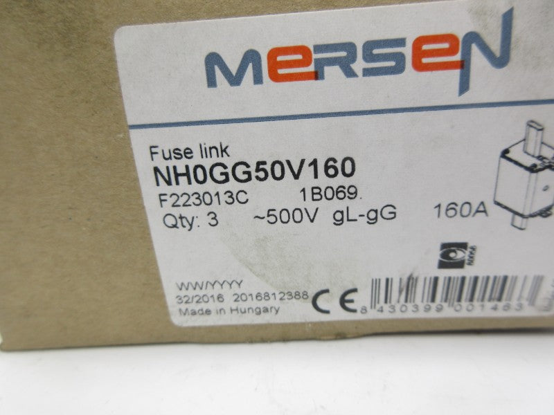 MERSEN NH0GG50V160 500V 160A (PKG OF 3) (BROWN) NSMP