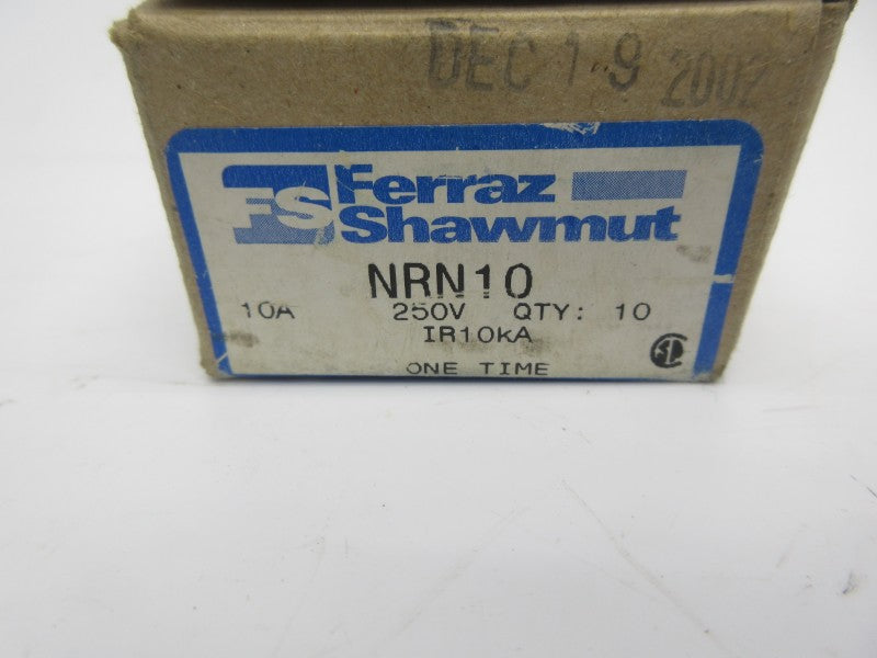 FERRAZ SHAWMUT NRN10 250VAC 10A (PKG OF 10) (BR/BL) NSMP
