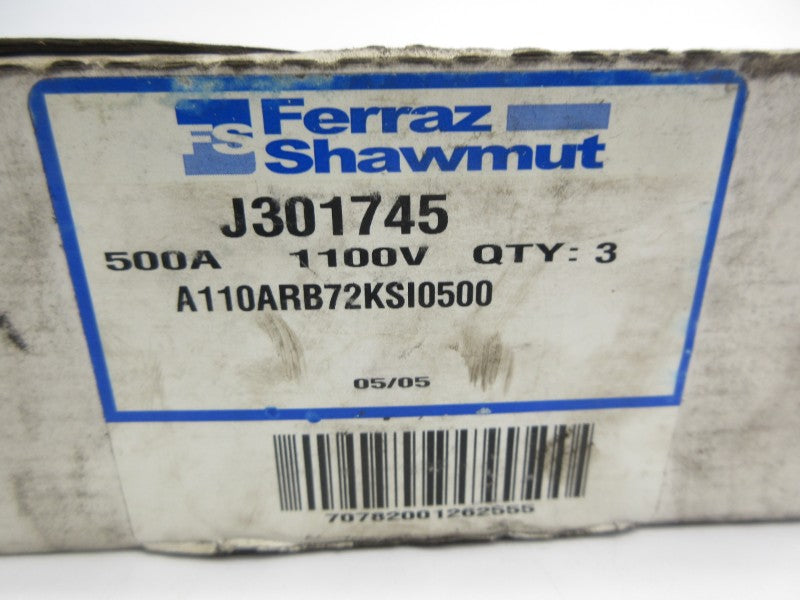 FERRAZ SHAWMUT J301745 1100VAC 500A (PKG OF 3) NSMP
