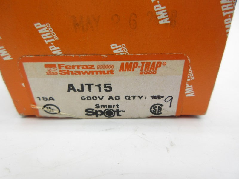 FERRAZ SHAWMUT AJT15 600VAC 15A (PKG OF 9) (ORANGE) NSMP