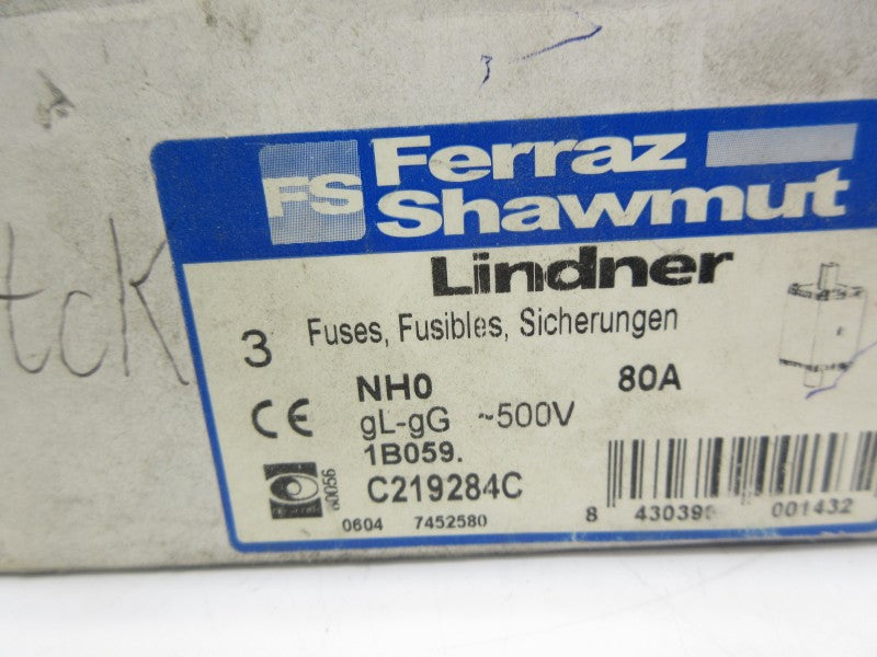 FERRAZ SHAWMUT NH0-80A 500V 80A 1B059 (PKG OF 2) (WHITE) NSMP