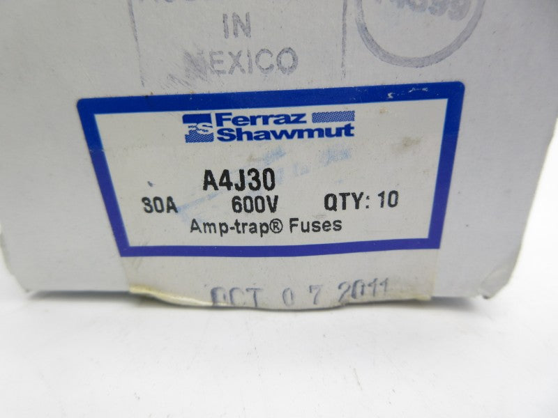 FERRAZ SHAWMUT A4J30 600VAC 30A (PKG OF 10) (WH/BL) NSFS