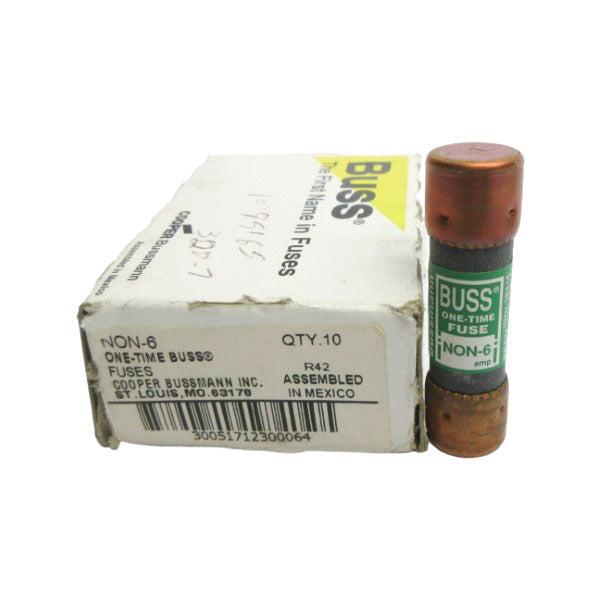 BUSSMANN NON-6 250VAC 6A (PKG OF 10) (WH/GR) NSMP