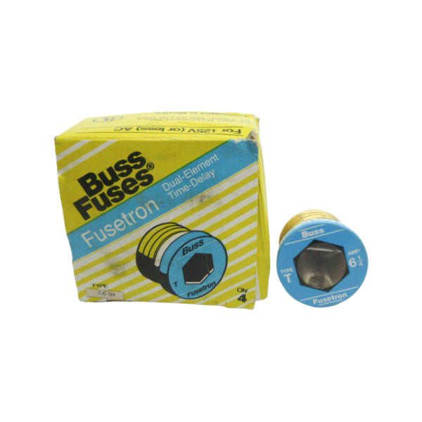 BUSSMANN T-6-1/4 125VAC 6-1/4A (PKG OF 4) (YL/BL) NSMP