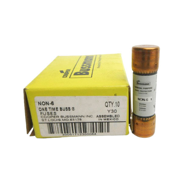 BUSSMANN NON-6 250VAC 6A (PKG OF 10) (YL/GY) NSMP