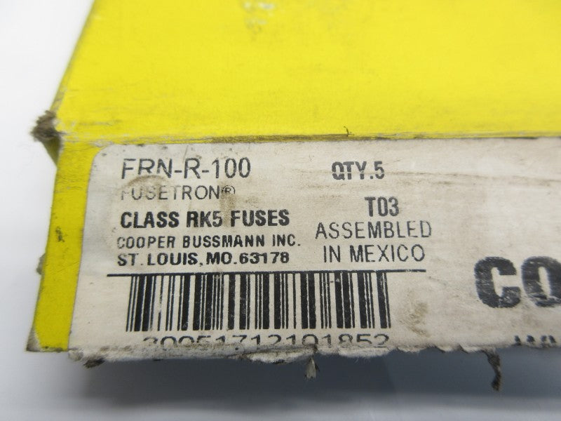 BUSSMANN FRN-R-100 250VAC 100A (PKG OF 5) (YL/BK) NSMP