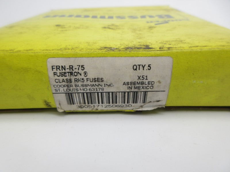 BUSSMANN FRN-R-75 250VAC 75A (PKG OF 5) (YL/GR) NSMP