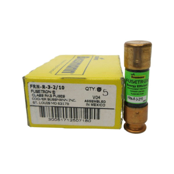 BUSSMANN FRN-R-3-2/10 250VAC 3-2/10A (PKG OF 5) (YL/GR) NSMP