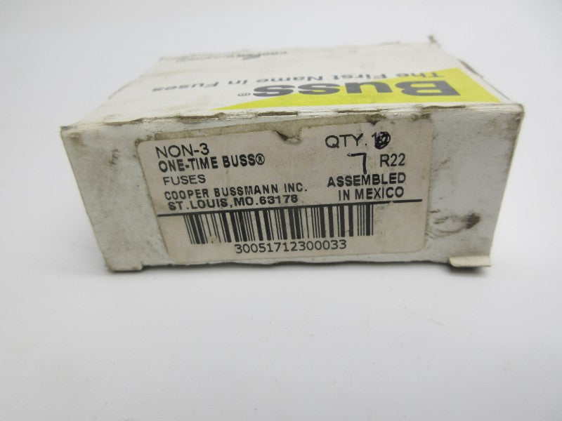 BUSSMANN NON-3 250VAC 3A (PKG OF 7) (WH/GR) NSMP