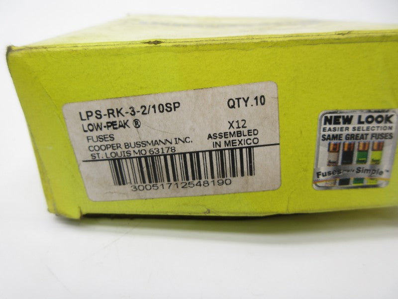 BUSSMANN LPS-RK-3-2/10SP 600VAC 3-2/10A (PKG OF 10) (YL/YL) NSMP