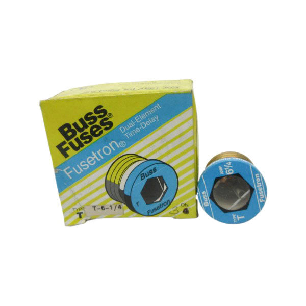 BUSSMANN T-6-1/4 125VAC 6-1/4A (PKG OF 3) (YL/BL) NSMP
