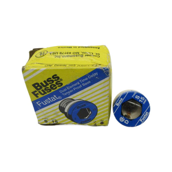 BUSSMANN S15 125VAC 15A (PKG OF 3) (YL/BL) NSMP