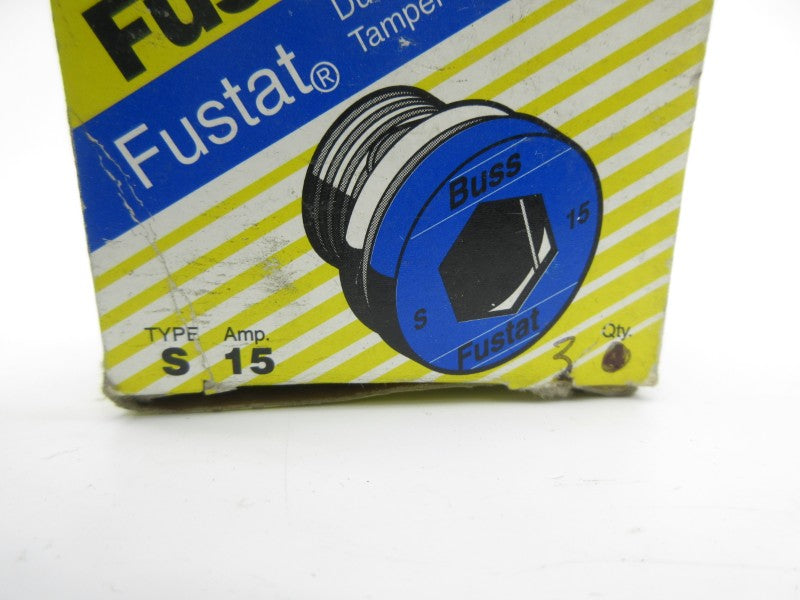 BUSSMANN S15 125VAC 15A (PKG OF 3) (YL/BL) NSMP
