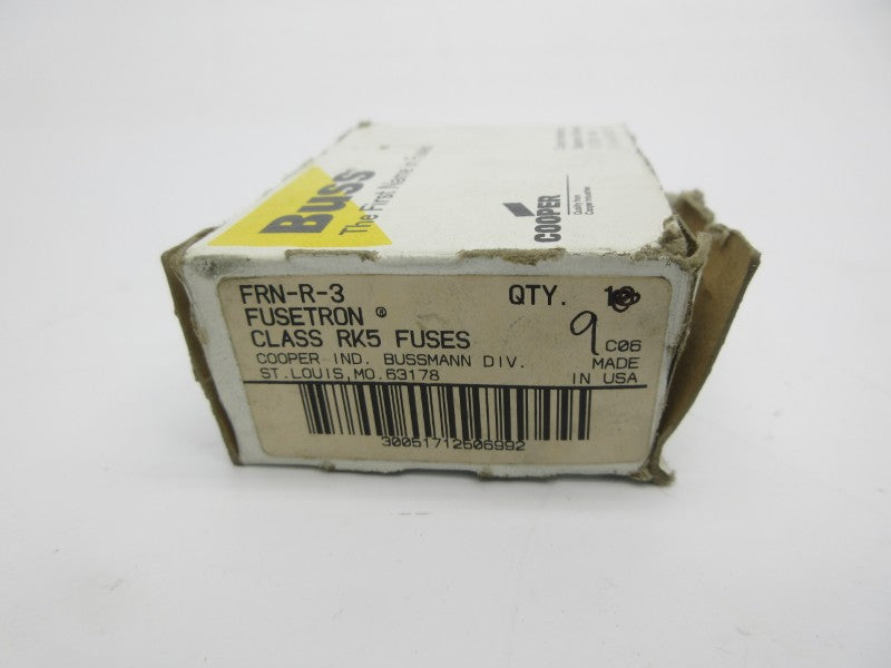 BUSSMANN FRN-R-3 250VAC 3A (PKG OF 9) (WH/BK) NSMP