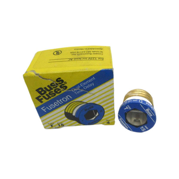 BUSSMANN T15 125VAC 15A (PKG OF 4) (YL/BL) NSMP