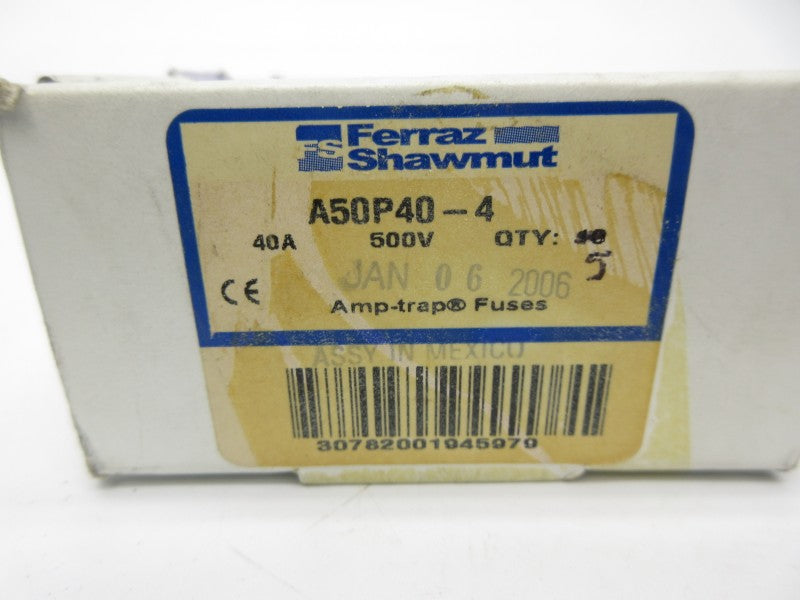 FERRAZ SHAWMUT A50P40-4 500VAC 40A (PKG OF 5) (WH/OR) NSMP