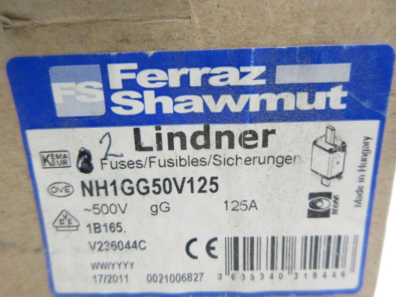FERRAZ SHAWMUT NH1GG50V125 1B165 500V 125A (PKG OF 2) (BROWN) NSMP