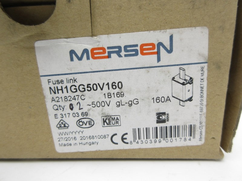 MERSEN NH1GG50V160 A218247C 500V 160A (PKG OF 2) (BROWN) NSMP