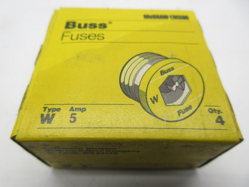 BUSSMANN W5 125VAC 5A (PKG OF 4) (YL/YL) NSFS
