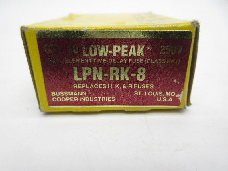 BUSSMANN LPN-RK-8 250VAC 8A (PKG OF 10) (YL/BR) NSMP