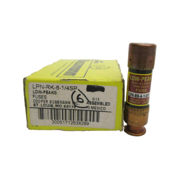 BUSSMANN LPN-RK-6-1/4SP 250VAC 6-1/4A (PKG OF 6) (YL/BR) NSMP