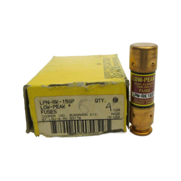 BUSSMANN LPN-RK-15SP 250VAC 15A (PKG OF 4) (YL/BR) NSMP