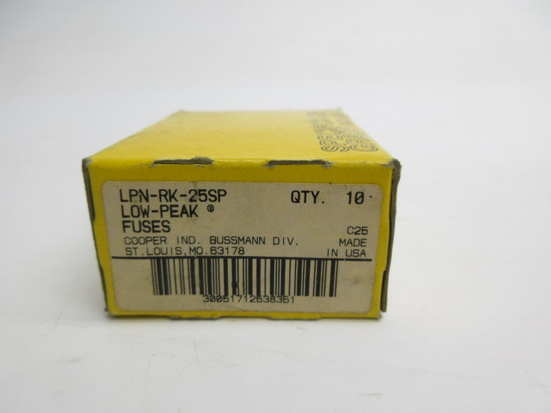 BUSSMANN LPN-RK-25SP 250VAC 25A (PKG OF 10) (YL/BR) NSMP