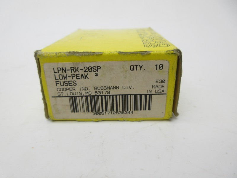 BUSSMANN LPN-RK-20SP 250VAC 20A (PKG OF 10) (YL/BR) NSMP