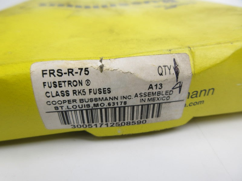 BUSSMANN FRS-R-75 600VAC 75A (PKG OF 4) (YL/GR) NSMP