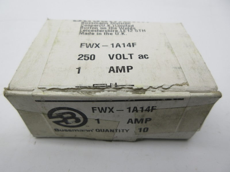 BUSSMANN FWX-1A14F 250VAC 1A (PKG OF 10) (WH/WH) NSMP