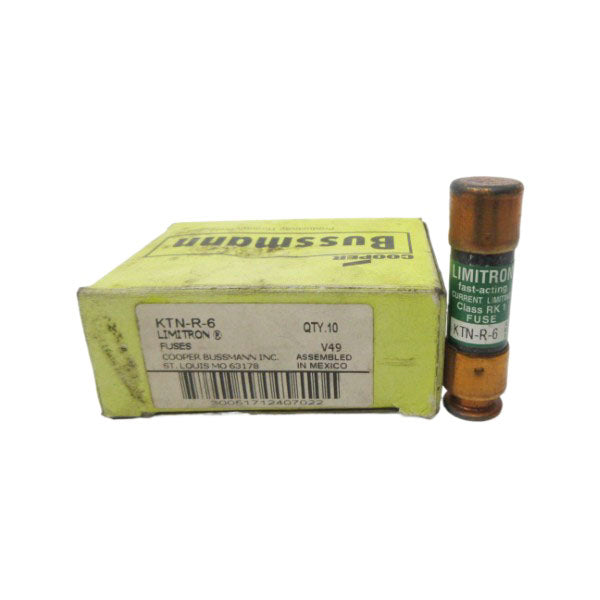 BUSSMANN KTN-R-6 250VAC 6A (PKG OF 10) (YL/GR) NSMP