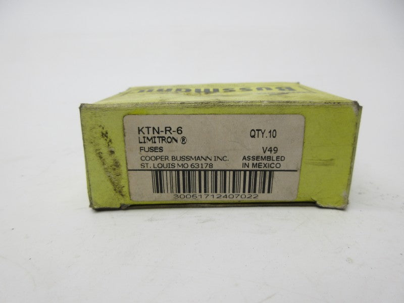 BUSSMANN KTN-R-6 250VAC 6A (PKG OF 10) (YL/GR) NSMP