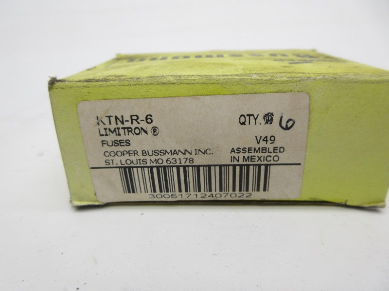 BUSSMANN KTN-R-6 250VAC 6A (PKG OF 6) (YL/GR) NSMP