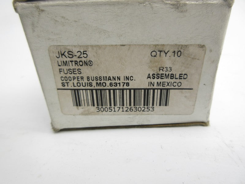 BUSSMANN JKS-25 600VAC 25A (PKG OF 10) (WH/RD) NSMP