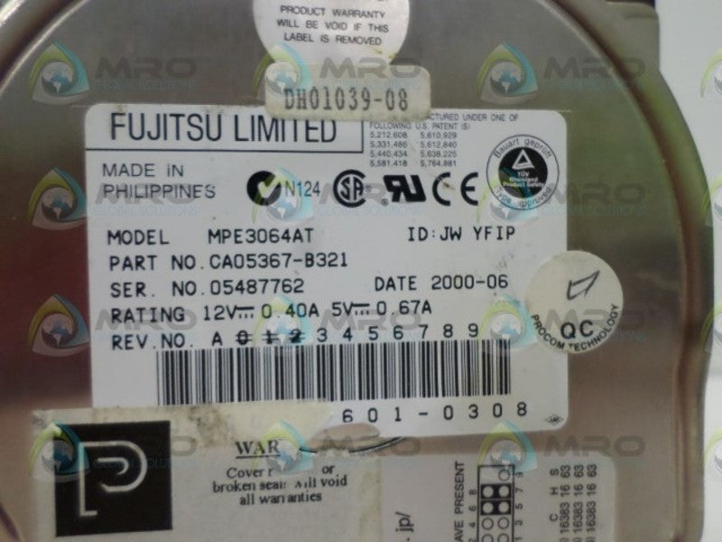 FUJITSU MPE3064AT CA05367-B321 HARD DRIVE UNMP